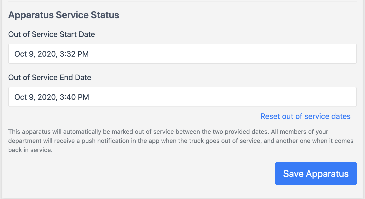 Apparatus Status