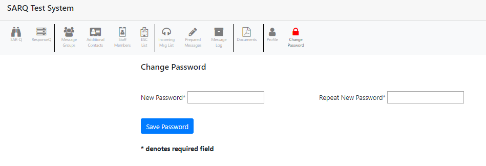 Change Password Screen